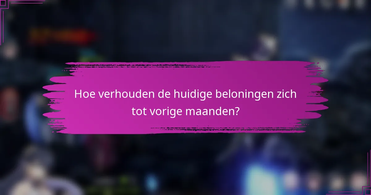 Hoe verhouden de huidige beloningen zich tot vorige maanden?