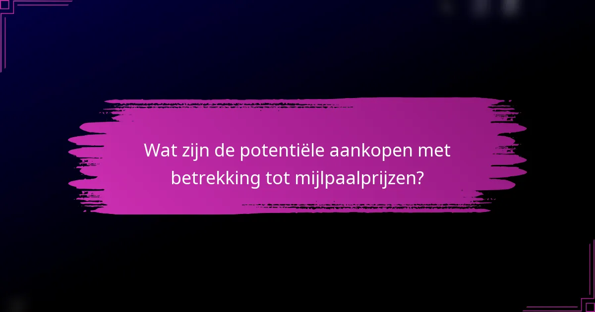 Wat zijn de potentiële aankopen met betrekking tot mijlpaalprijzen?
